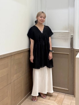 「LOWRYS FARM（ローリーズファーム）のストレッチサテンスカート　 290120（スカート）」を使った、ざっきーさん（レディース・158cm・30代）の夏コーディネート