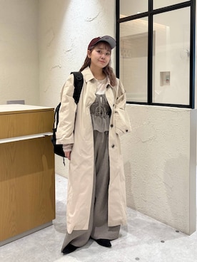 「アイテム（ステンカラーコート）」を使った、ざっきーさん（レディース・158cm・30代）の春コーディネート