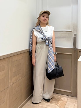 「アイテム（キャップ）」を使った、ざっきーさん（レディース・158cm・30代）の夏コーディネート