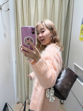 「LOWRYS FARM（ローリーズファーム）のシャギーロングＶカーディガン　595935（カーディガン/ボレロ）」を使った、ざっきーさん（レディース・158cm）の秋コーディネート