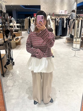 「LOWRYS FARM（ローリーズファーム）のバルーンベルト 1042988（ベルト、ホワイト系）」を使った、ざっきーさん（レディース・158cm）の夏コーディネート