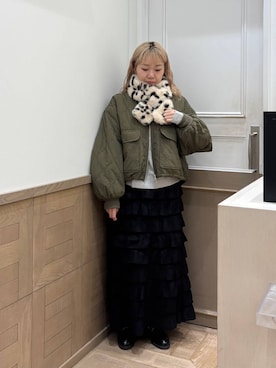 「アイテム（ネックウォーマー/スヌード）」を使った、ざっきーさん（レディース・158cm）の秋コーディネート