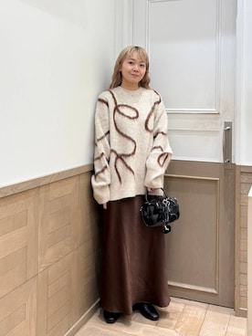 「LOWRYS FARM（ローリーズファーム）のシャギーロングＶカーディガン　595935（カーディガン/ボレロ）」を使った、ざっきーさん（レディース・158cm）の秋コーディネート