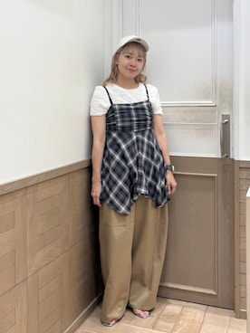 「アイテム（キャップ）」を使った、ざっきーさん（レディース・158cm・30代）の夏コーディネート