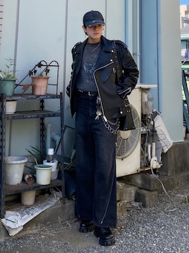 「アイテム（ウォレットチェーン）」を使った、Ushioさん（メンズ・175cm）の秋コーディネート