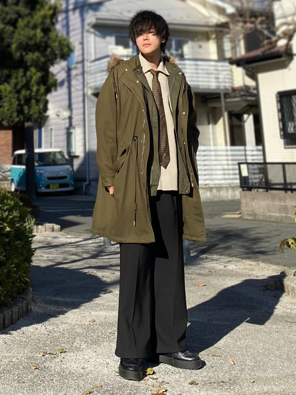 Casper John】 ブークレショートモッズコート ブラウン CASPER JOHN