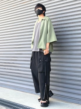「CASPER JOHN」｜「アイテム（サンダル）」を使った、Ushioさん（メンズ・175cm）の夏コーディネート