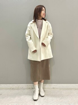 「インディヴィ」｜「アイテム（ステンカラーコート）」を使った、riiさん（レディース・151cm）の秋コーディネート