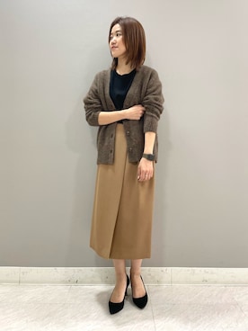 「ラップスカート」｜「アイテム（その他）」を使った、riiさん（レディース・151cm）の秋コーディネート