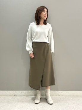「ラップスカート」｜「アイテム（その他）」を使った、riiさん（レディース・151cm）の秋コーディネート
