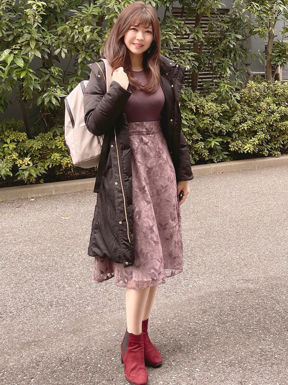 「オトナ女子、初詣、ORiental TRaffic(ORiental TRaffic)、united arrows、instafashion、MARY QUANT、PROPORTION BODY DRESSING、プロポーションボディドレッシング(PROPORTION BODY DRESSING)、オトナカジュアル、休日スタイル、カジュアル、通勤コーデ、通勤スタイル、いいね、save、フォローお願いします🤑」｜「PROPORTION BODY DRESSINGのアイテム（ワンピース、ピンク系）」を使った、丸の内OLくろまいさん（レディース・160cm）の冬コーディネートの1枚目の写真