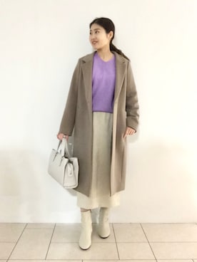 「インディヴィ」｜「アイテム（チェスターコート）」を使った、tsuttyiさん（レディース・156cm）の冬コーディネート