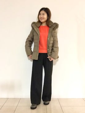 「インディヴィ」｜「アイテム（ダウンジャケット/コート）」を使った、tsuttyiさん（レディース・156cm）の秋コーディネート
