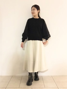 「袖ボリューム」｜「アイテム（その他）」を使った、tsuttyiさん（レディース・156cm）の秋コーディネート