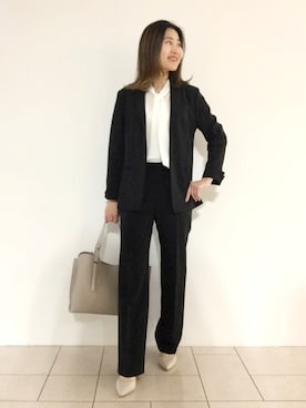 「インディヴィ」｜「アイテム（ノーカラージャケット）」を使った、tsuttyiさん（レディース・156cm）の春コーディネート