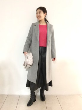 「インディヴィ」｜「アイテム（チェスターコート）」を使った、tsuttyiさん（レディース・156cm）の冬コーディネート