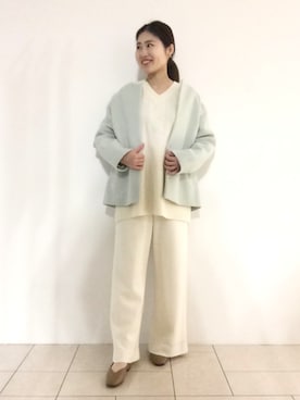 「インディヴィ」｜「アイテム（ノーカラーコート）」を使った、tsuttyiさん（レディース・156cm）の冬コーディネート