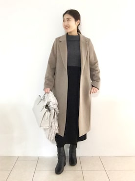 「ママファッション」｜「アイテム（チェスターコート）」を使った、tsuttyiさん（レディース・156cm）の冬コーディネート