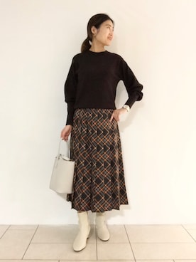 「ママファッション」｜「アイテム（セットアップ）」を使った、tsuttyiさん（レディース・156cm）の秋コーディネート