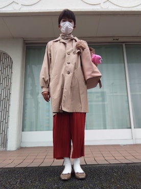 「アイテム（トレンチコート）」を使った、ほりいかなさん（レディース・164cm）の秋コーディネート
