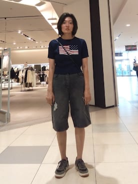 「しまむら（シマムラ）のアイテム（ショルダーバッグ）」を使った、ほりいかなさん（レディース・164cm）の夏コーディネート