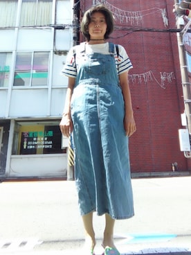 「夏」｜「アイテム（サロペット/オーバーオール）」を使った、ほりいかなさん（レディース・164cm）の夏コーディネート
