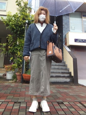 「アイテム（ノーカラージャケット）」を使った、ほりいかなさん（レディース・164cm・30代）の冬コーディネート