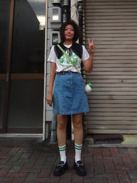 「アイテム（ローファー）」を使った、ほりいかなさん（レディース・164cm・30代）の夏コーディネート