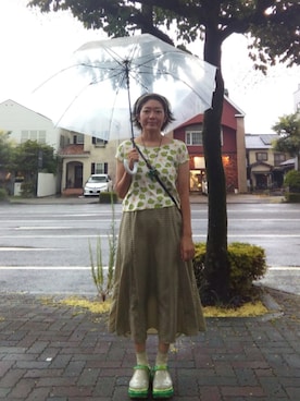 「しまむら（シマムラ）のアイテム（ショルダーバッグ）」を使った、ほりいかなさん（レディース・164cm）の夏コーディネート