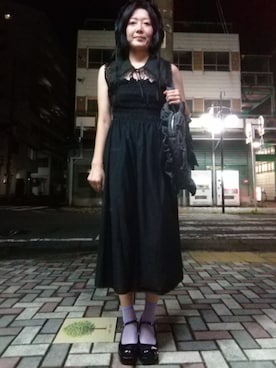 「アイテム（付け襟）」を使った、ほりいかなさん（レディース・164cm）の秋コーディネート