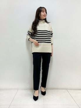 「ボーダーニット」｜「アイテム（その他）」を使った、itoさん（レディース・148cm）の秋コーディネート