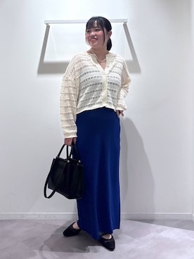 「GLOBAL WORK（グローバルワーク）のスペ軽2WAYトートＳ/612319（トートバッグ、ブラック系）」を使った、めいめいさん（レディース・160cm）の夏コーディネート