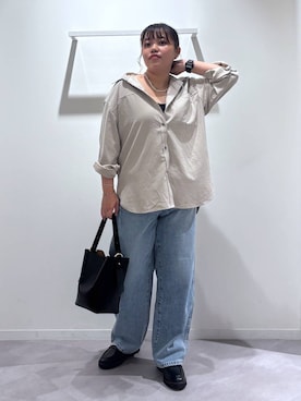 「GLOBAL WORK（グローバルワーク）のGOODデニムバギーパンツ/498388（デニムパンツ）」を使った、めいめいさん（レディース・160cm・20代）の秋コーディネート