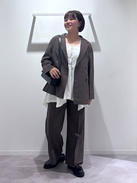 「GLOBAL WORK（グローバルワーク）のアシメヘムキャミチュニック/1017796（シャツ/ブラウス、ホワイト系）」を使った、めいめいさん（レディース・160cm）の秋コーディネート