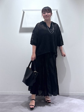 「GLOBAL WORK（グローバルワーク）のメッシュラメポロニット半袖/587686（ニット/セーター）」を使った、めいめいさん（レディース・160cm）の夏コーディネート