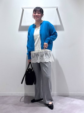 「GLOBAL WORK（グローバルワーク）のスペ軽2WAYトートＳ/612319（トートバッグ、ブラック系）」を使った、めいめいさん（レディース・160cm）の夏コーディネート