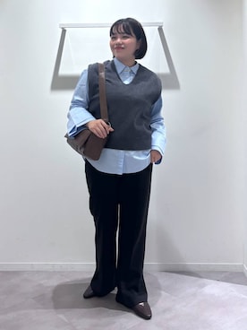 「GLOBAL WORK（グローバルワーク）のアイテム（ベスト）」を使った、めいめいさん（レディース・160cm）の秋コーディネート