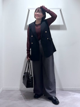 「GLOBAL WORK（グローバルワーク）の晴雨兼用厚底ローファー/1023266（ローファー、ブラック系）」を使った、めいめいさん（レディース・160cm）の秋コーディネート