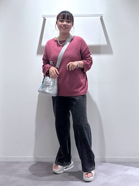 「GLOBAL WORK（グローバルワーク）のGOODデニムバギーパンツ/498388（デニムパンツ）」を使った、めいめいさん（レディース・160cm・20代）の夏コーディネート