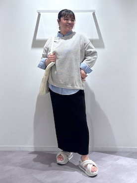 「GLOBAL WORK（グローバルワーク）の推しごとギャザートート/495802（トートバッグ）」を使った、めいめいさん（レディース・160cm）の秋コーディネート