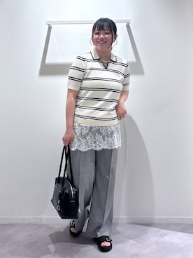 「GLOBAL WORK（グローバルワーク）のスペ軽チャーム付きボストン/495720（ボストンバッグ、ブラック系）」を使った、めいめいさん（レディース・160cm）の夏コーディネート