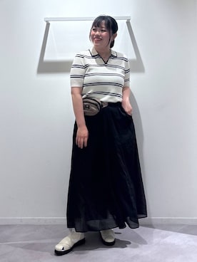 「GLOBAL WORK（グローバルワーク）のらくっショングルカサンダル/658814（サンダル、ベージュ系）」を使った、めいめいさん（レディース・160cm）の夏コーディネート
