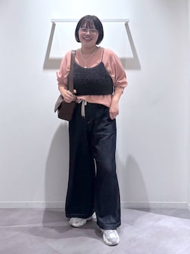 「GLOBAL WORK（グローバルワーク）のシャギービスチェ/1051191（ベスト、グレー系）」を使った、めいめいさん（レディース・160cm）の秋コーディネート