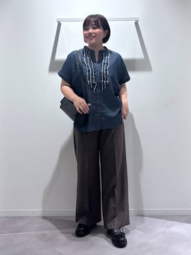 「GLOBAL WORK（グローバルワーク）のらくっションベルトモカミュール/1051834（ローファー、ブラック系）」を使った、めいめいさん（レディース・160cm）の秋コーディネート