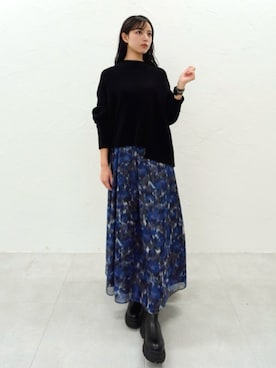 「黒ニット」｜ERIKAさん（レディース・161cm）の秋コーディネート