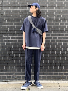 「SHIPS any（シップス エニィ）のアイテム（スラックス）」を使った、奥原さん（メンズ・177cm）の夏コーディネート