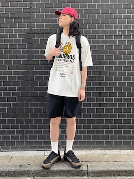 「HANDTEX（ハンドテックス）のアイテム」を使った、奥原さん（メンズ・177cm）の夏コーディネート