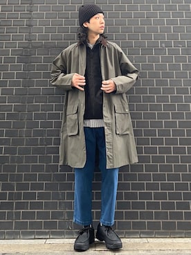 「SHIPS any（シップス エニィ）のアイテム（ステンカラーコート）」を使った、奥原さん（メンズ・177cm）の秋コーディネート