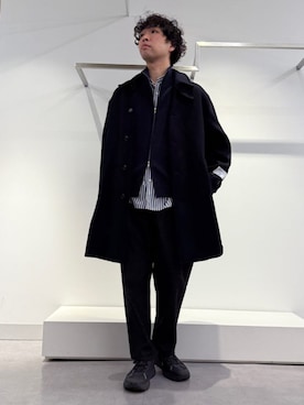 「アイテム（カーディガン/ボレロ）」を使った、奥原さん（メンズ・177cm）の冬コーディネート