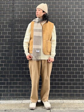「SHIPS any（シップス エニィ）のアイテム（帽子）」を使った、奥原さん（メンズ・177cm）の冬コーディネート
